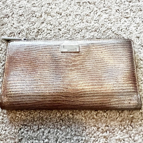 LODIS Bronze Metallic Textured Leather Wallet Minimalist Casual ID Card Holder - Picture 1 of 11